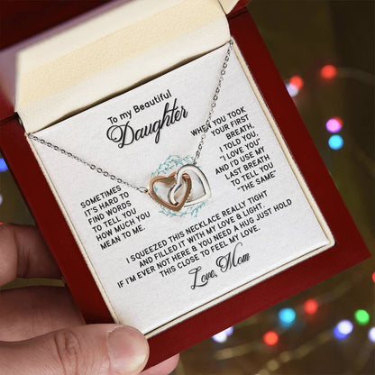 To My Beautiful Daughter Necklace From Mum To Daughter Necklace For Daughter Birthday Birthday Necklace Birthday Gifts Gift For Daughter Interlocking Hearts Necklace