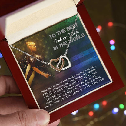 To Best Police Wife Interlocking Hearts Necklace