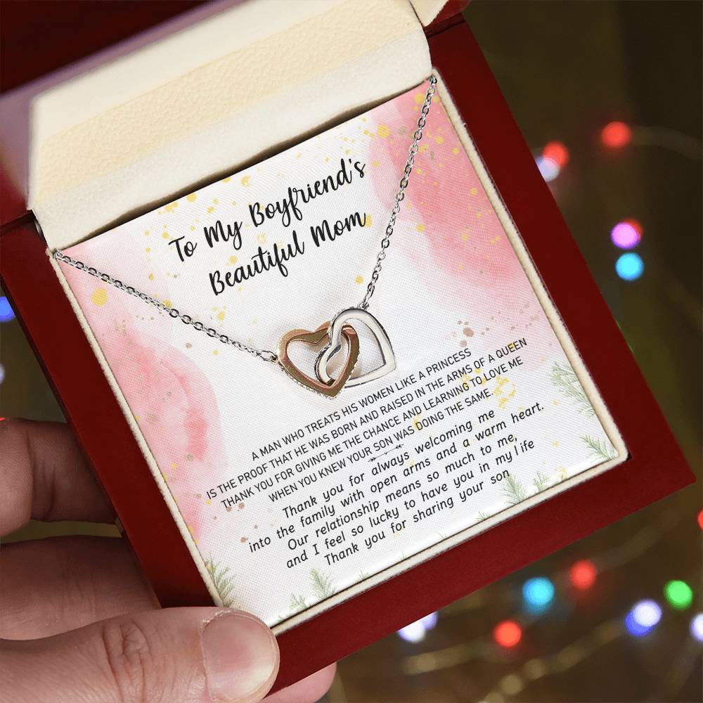 Gift For Boyfriend'S Mom - The Arms Of A Queen 2 - Interlocking Interlocking Hearts Necklace