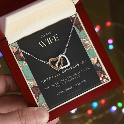 1 Year Anniversary Gift For Wife 1 Year Anniversary Gifts 1 Year Wedding Anniversary Gift Ideas 1St Wedding Anniversary Gift For Her Interlocking Hearts Necklace