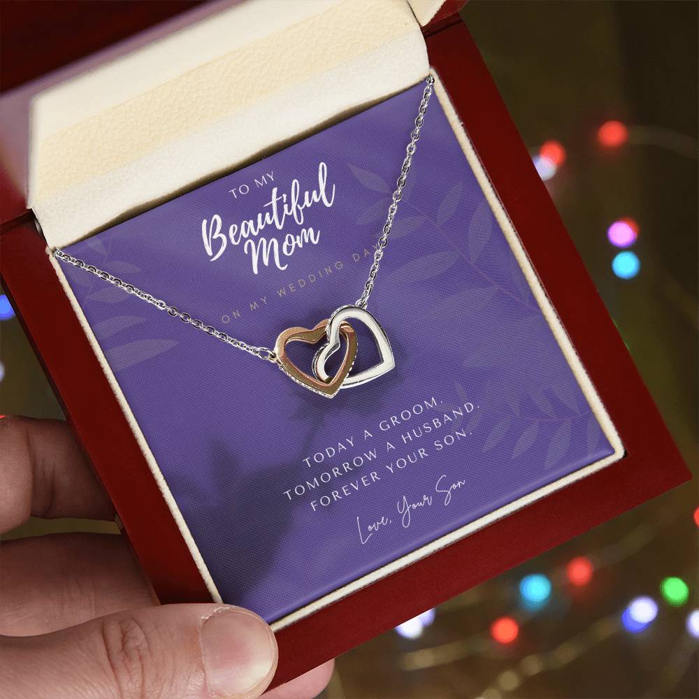 Mother Of The Groom Gift From Son Mom Wedding Gift From Son Wedding Gift From Groom To Mom Necklace Gift For Mom Wedding Gift From Son Interlocking Hearts Necklace