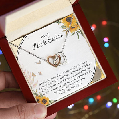 To My Little Sister Necklace Gifts Little Sister Birthday Gift For Little Sister Jewelry Gift For Sister Interlocking Hearts Necklace