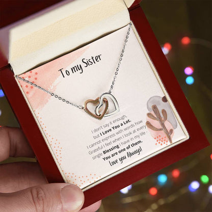To My Sister Interlocking Hearts Necklace