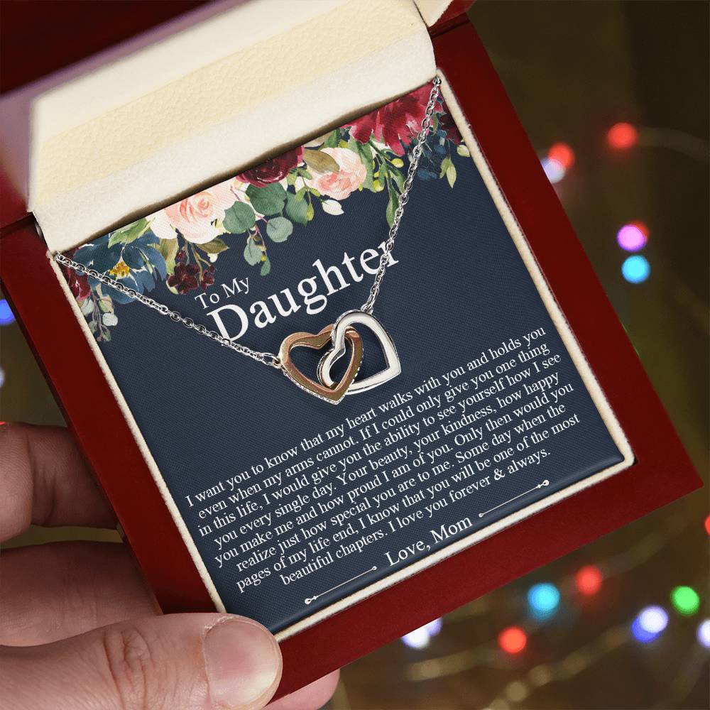 To My Daughter Necklace Gift To Daughter From Mom Mother Daughter Necklace Interlocking Hearts Necklace