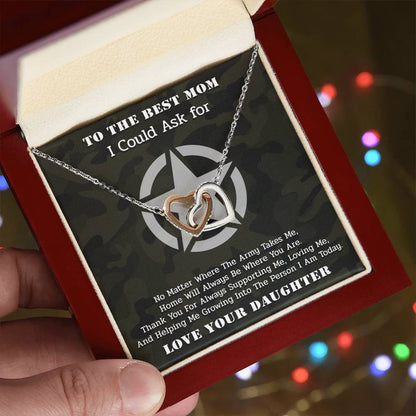 The Best Army Mom - Interlocked Necklace From Daughter Interlocking Hearts Necklace