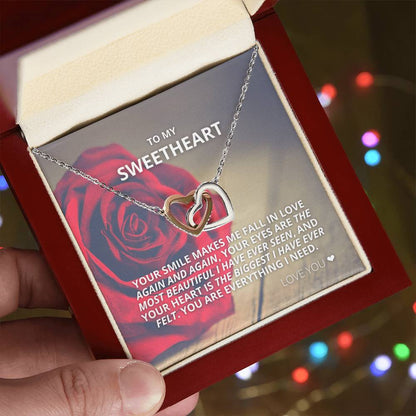 To My Sweetheart - You Are Everything I Need - Necklace Interlocking Hearts Necklace
