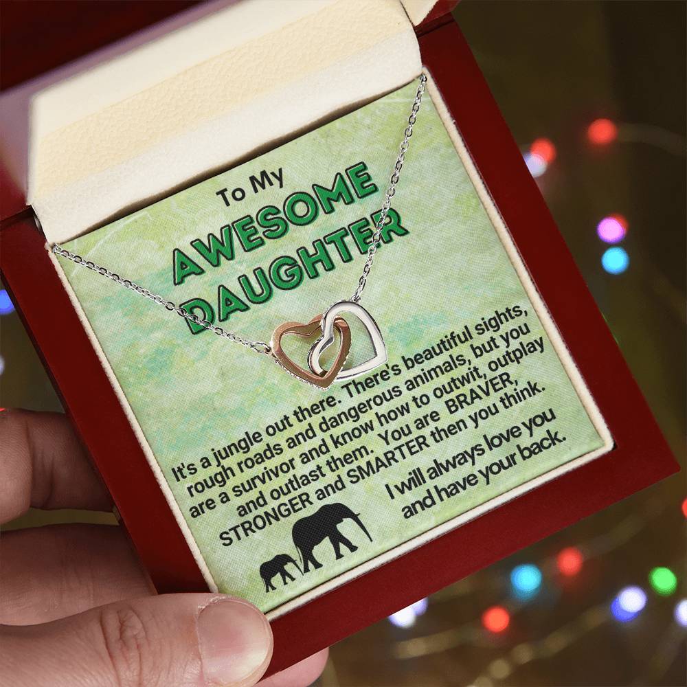 Awesome Daughter Linked Hearts Necklace Gift From Mom Or Dad Interlocking Hearts Necklace