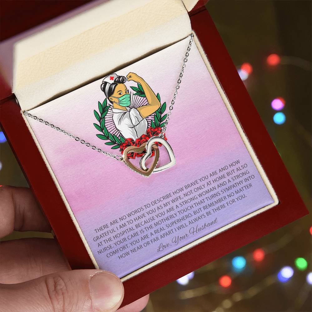 To My Beautiful Nurse Interlocking Hearts Necklace