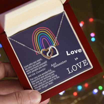 Lesbian Jewelry Lesbian Pride Necklace Lesbian Gift For Girlfriend Lesbian Couple Gift Lgbt Couple Gift Gift For Gay Pride Girlfriend Interlocking Hearts Necklace