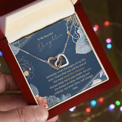 To Daughter - Most Beautiful Chapters In My Life Interlocking Hearts Interlocking Hearts Necklace