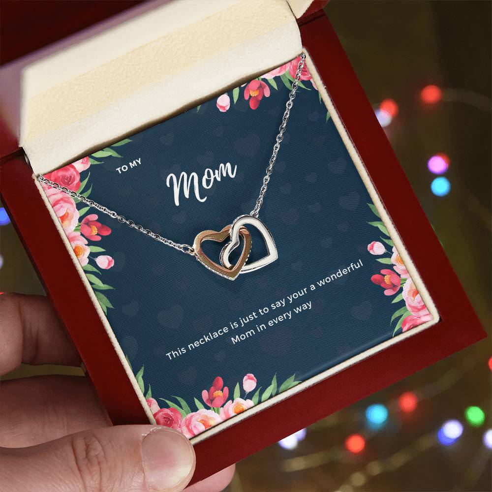 To My Mom Interlocking Heart Necklace Interlocking Hearts Necklace