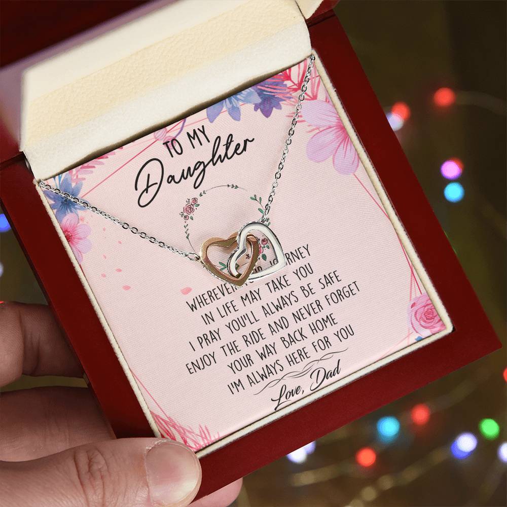 To My Daughter Interlocking Hearts Necklace Message Card