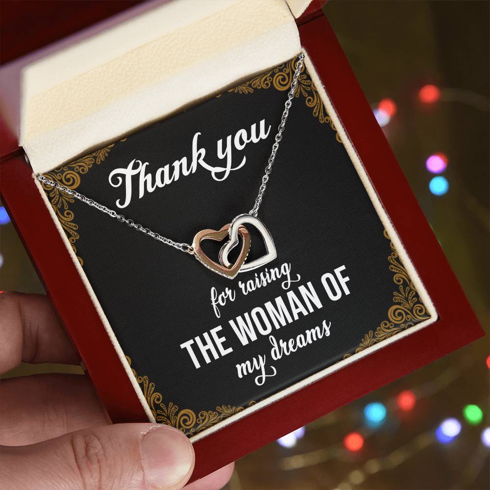 Thank You For Raising The Woman Of My Dreams Interlocking Hearts Necklace
