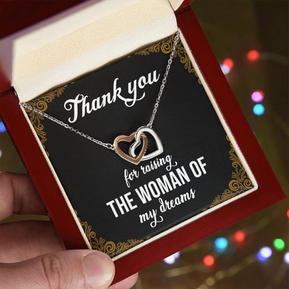 Thank You For Raising The Woman Of My Dreams Interlocking Hearts Necklace