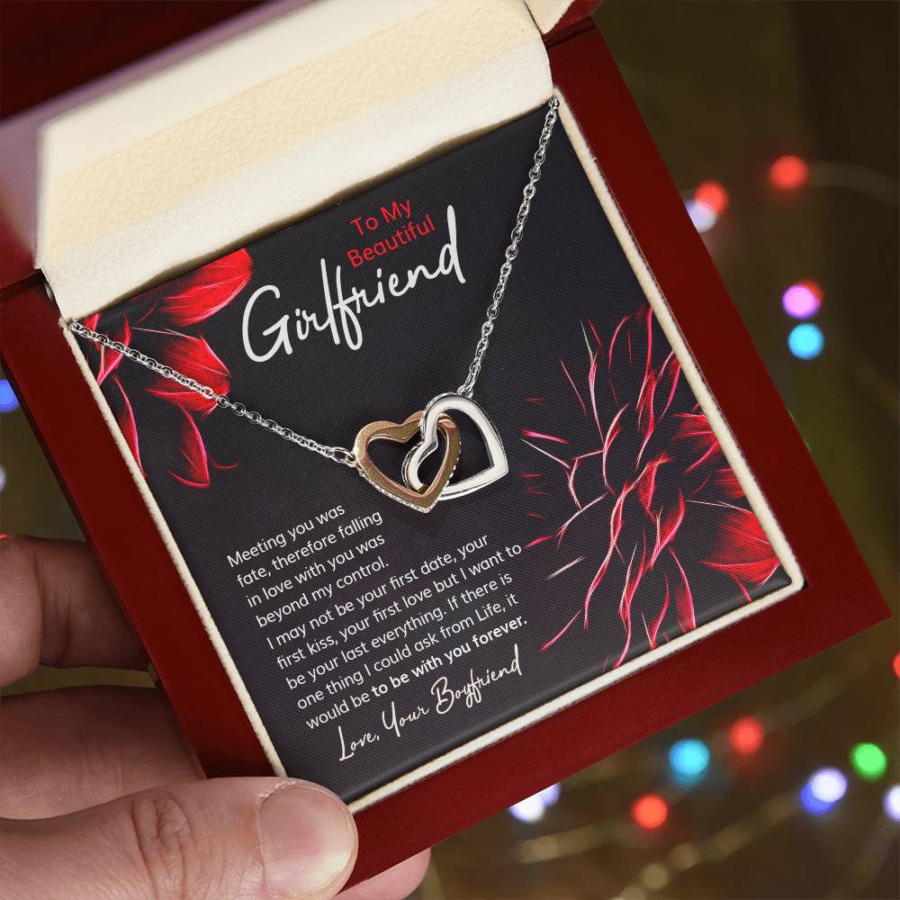 Romantic Necklace Gift With Custom Message Card Interlocking Hearts Necklace