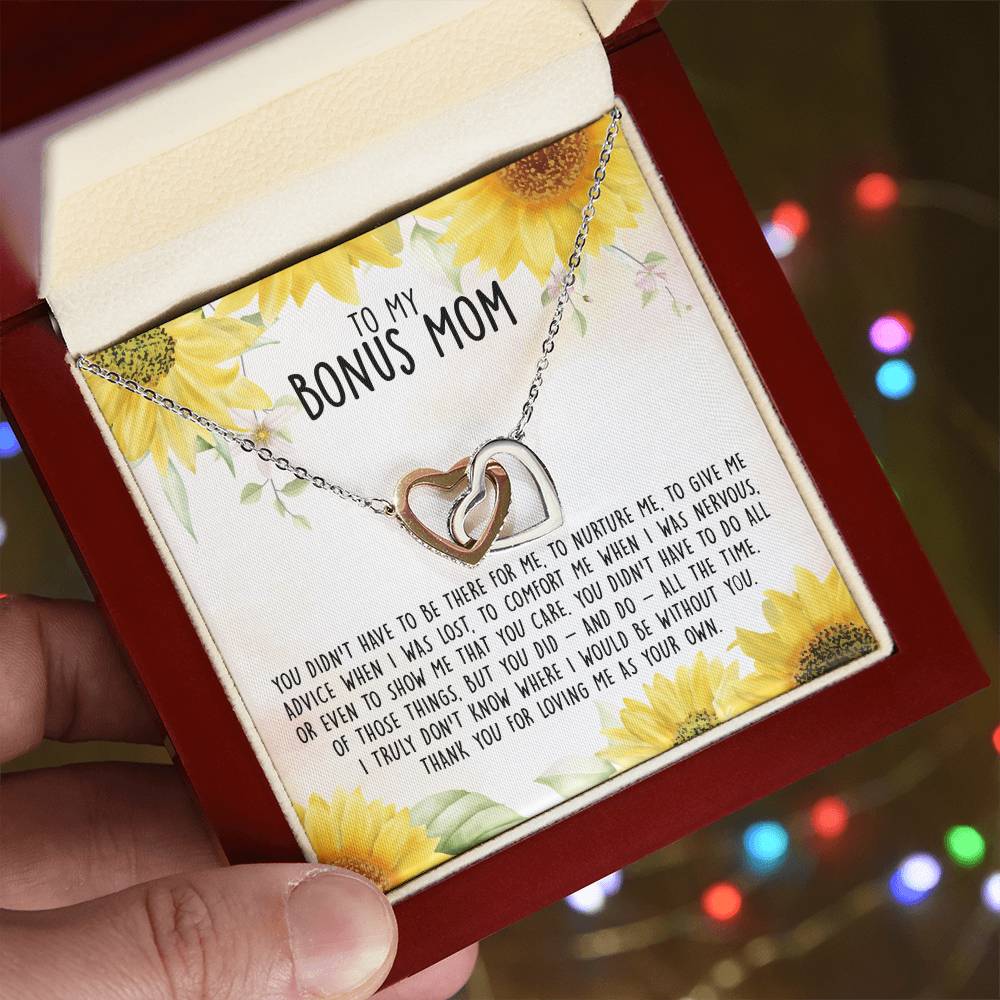 Premium To My Bonus Mom - I Truly Don'T Know Where I Would Be Without You Interlocking Hearts Necklace