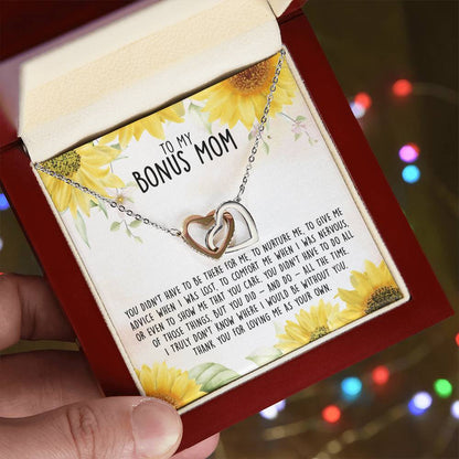 Premium To My Bonus Mom - I Truly Don'T Know Where I Would Be Without You Interlocking Hearts Necklace