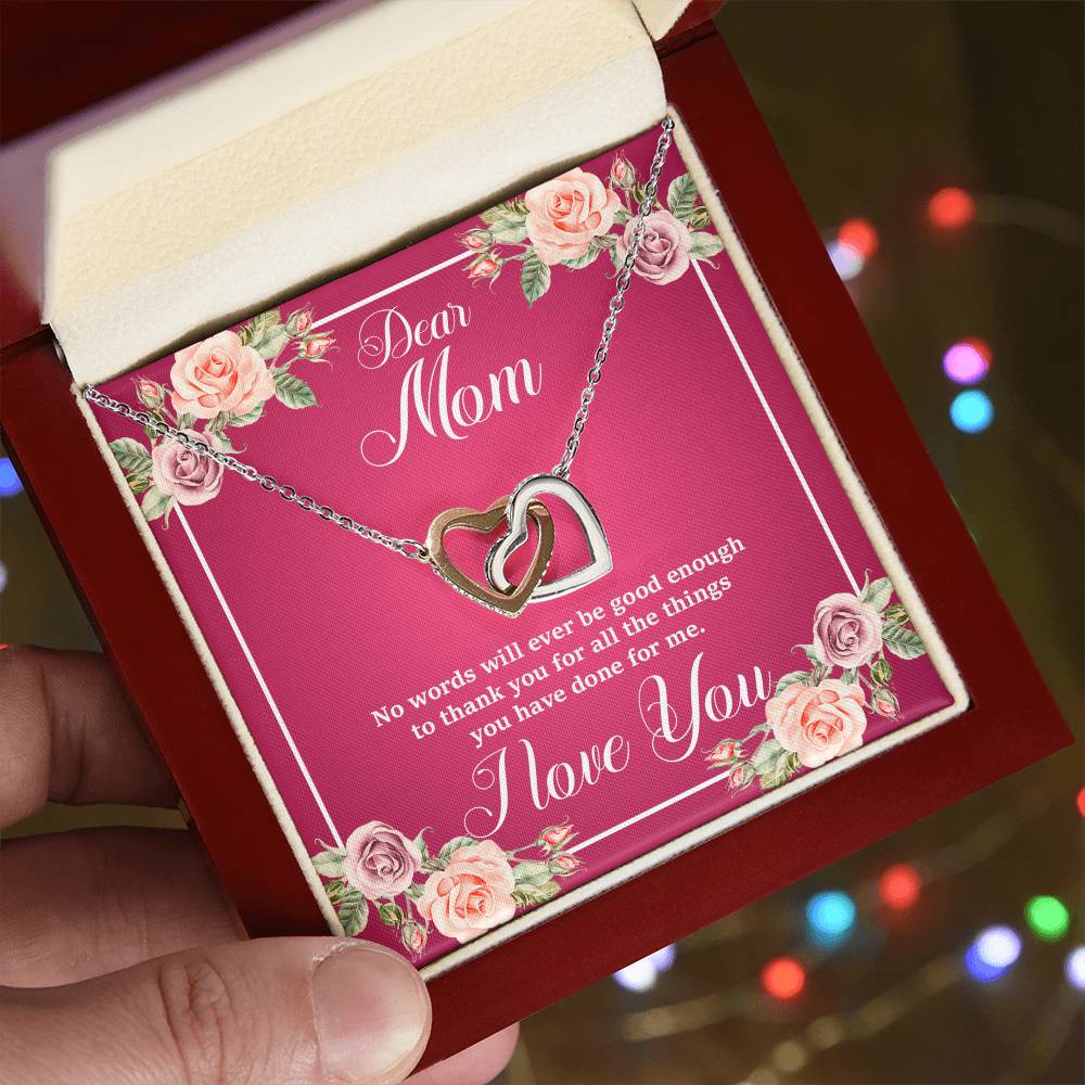Mother'S Day Collection - Gorgeous Shiny Necklace With A Heart-Felt Message Interlocking Hearts Necklace