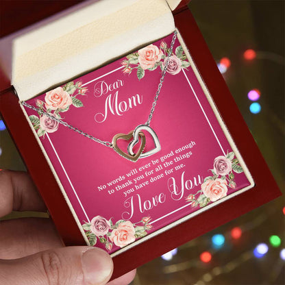 Mother'S Day Collection - Gorgeous Shiny Necklace With A Heart-Felt Message Interlocking Hearts Necklace