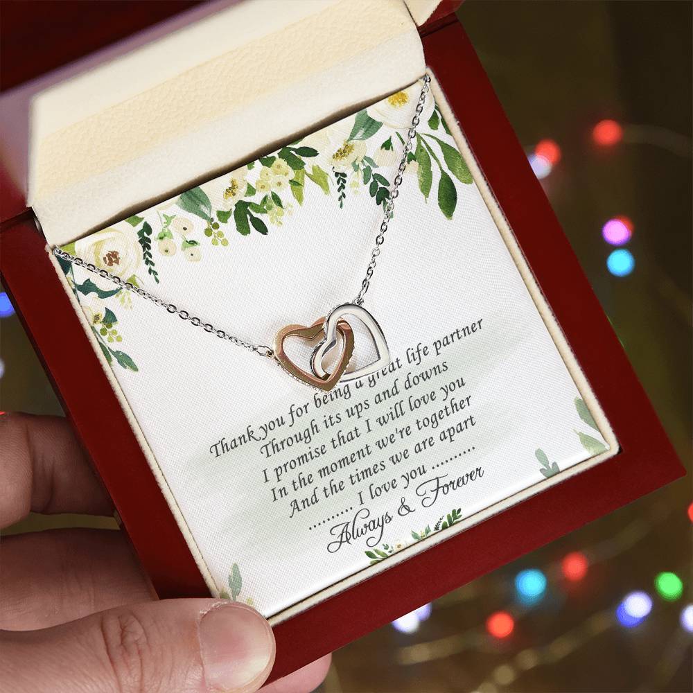 To My Love Interlocking Hearts Necklace Message Card