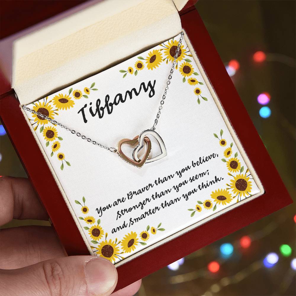 You Are Braver Than You Believe Interlocking Hearts Necklace