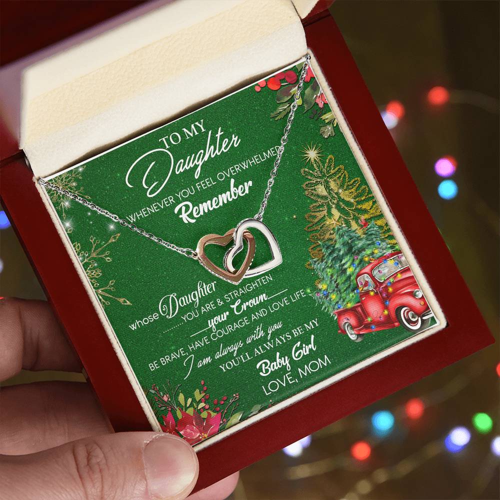 To My Daughter My Baby Girl Interlocking Hearts Necklace Christmas Message Card Gift From Mom