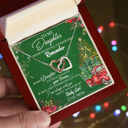 To My Daughter My Baby Girl Interlocking Hearts Necklace Christmas Message Card Gift From Mom