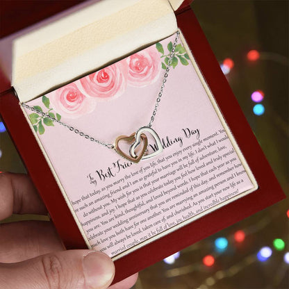 To My Bestfriend On Her Wedding Day - Floral Interlocking Hearts Necklace