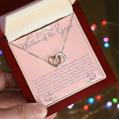 Mother Of The Groom Gift Necklace Wedding Gift Bridal Party Rehearsal Dinner Man Of My Dreams Parent Of Groom Mother In Law Gift Interlocking Hearts Necklace