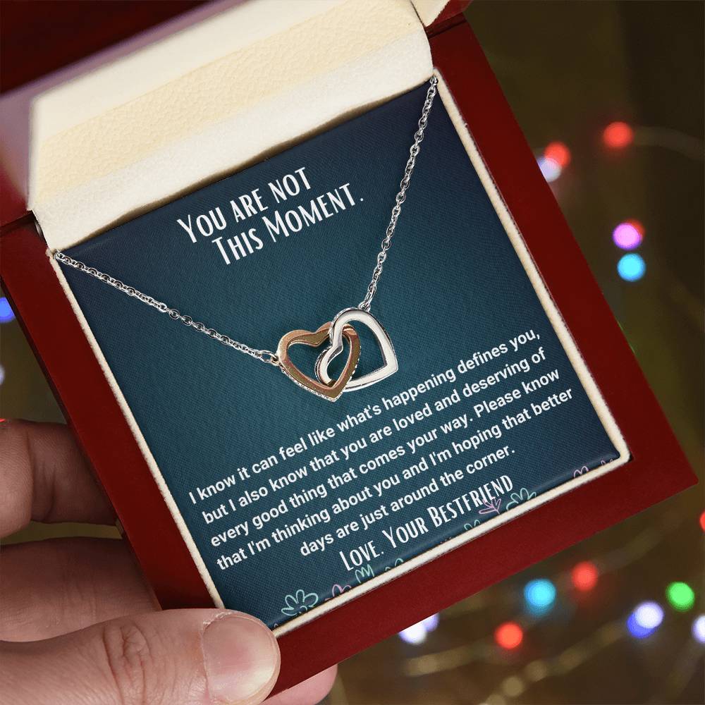 Interlocked Necklace Bestfriend Gift Encouragement Message Card Interlocking Hearts Necklace