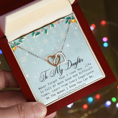 To My Daughter Interlocking Hearts Necklace Message Card