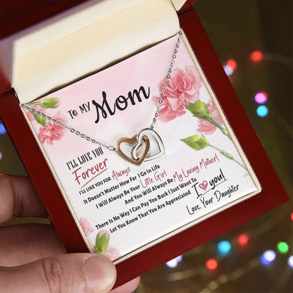 Interlocking Hearts To My Mom I'Ll Love You Forever I'Ll Like You For Always Interlocking Hearts Necklace