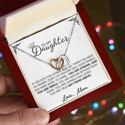 To My Daughter - Unique Interlocking Hearts Binding Necklace Gift Set Interlocking Hearts Necklace
