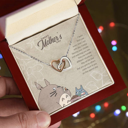 Special Edition I Learn From You Every Time I Am With You - Happy Mothers Day Interlocking Hearts Necklace