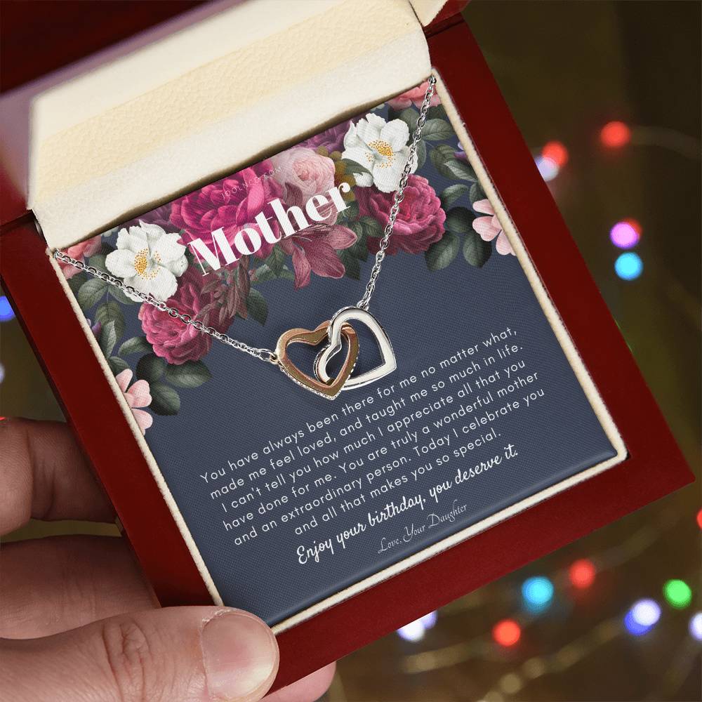 Mother'S Birthday Gift Necklace For Mom'S Birthday Elegant Gift For Mom From Daughter Best Mom Gift Message Card Interlocking Hearts Necklace