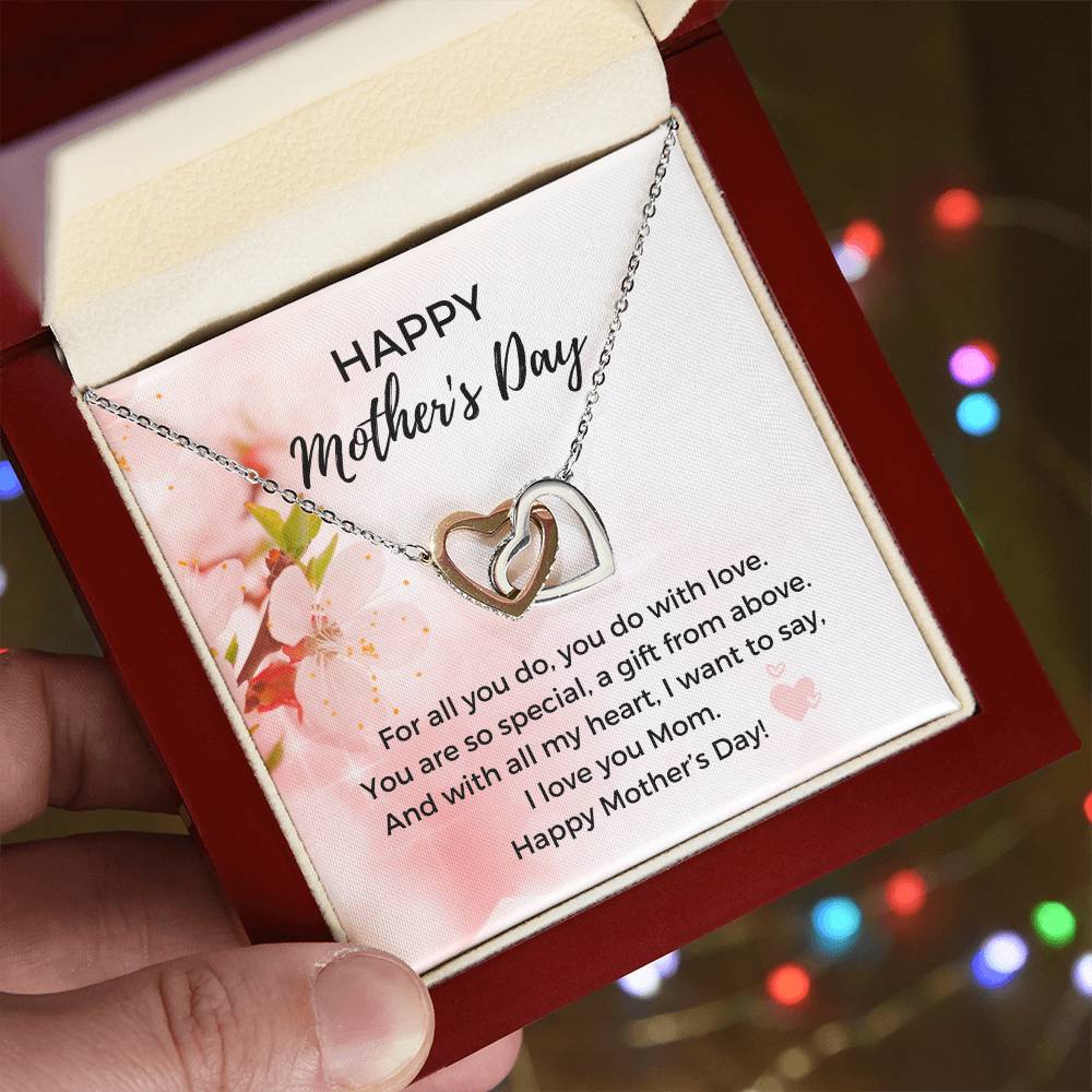 Mother'S Day Heart Necklace - 316 Steel With 18K Rose Gold Finish And Cubic Zirconia Stones - In The U.S.A. ???? Interlocking Hearts Necklace