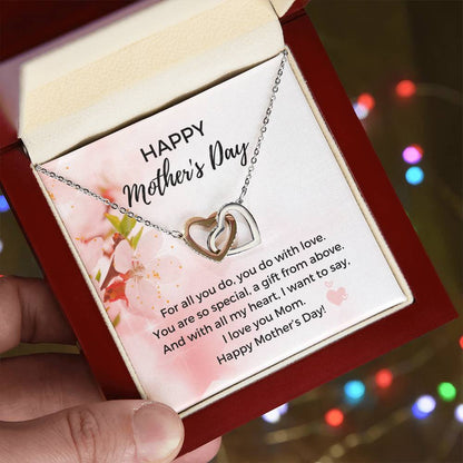 Mother'S Day Heart Necklace - 316 Steel With 18K Rose Gold Finish And Cubic Zirconia Stones - In The U.S.A. ???? Interlocking Hearts Necklace