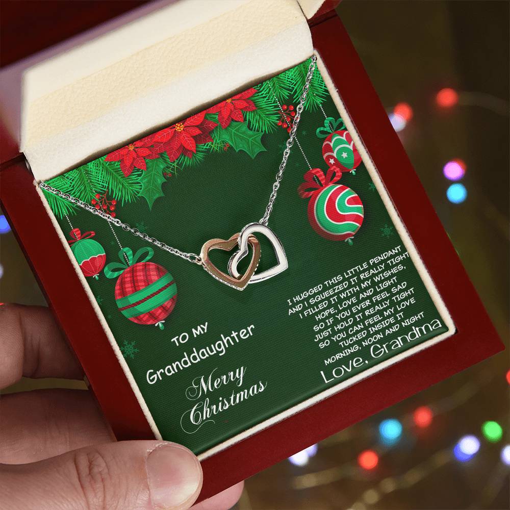 Granddaughter Heart Pendant Necklace Christmas Gift Interlocking Hearts Necklace