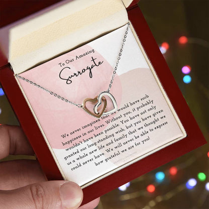 Surrogate Appreciation Gift Surrogate Gift Surrogate Gift With Message Card Surrogate Transfer Day Thank You Gift Interlocking Hearts Necklace