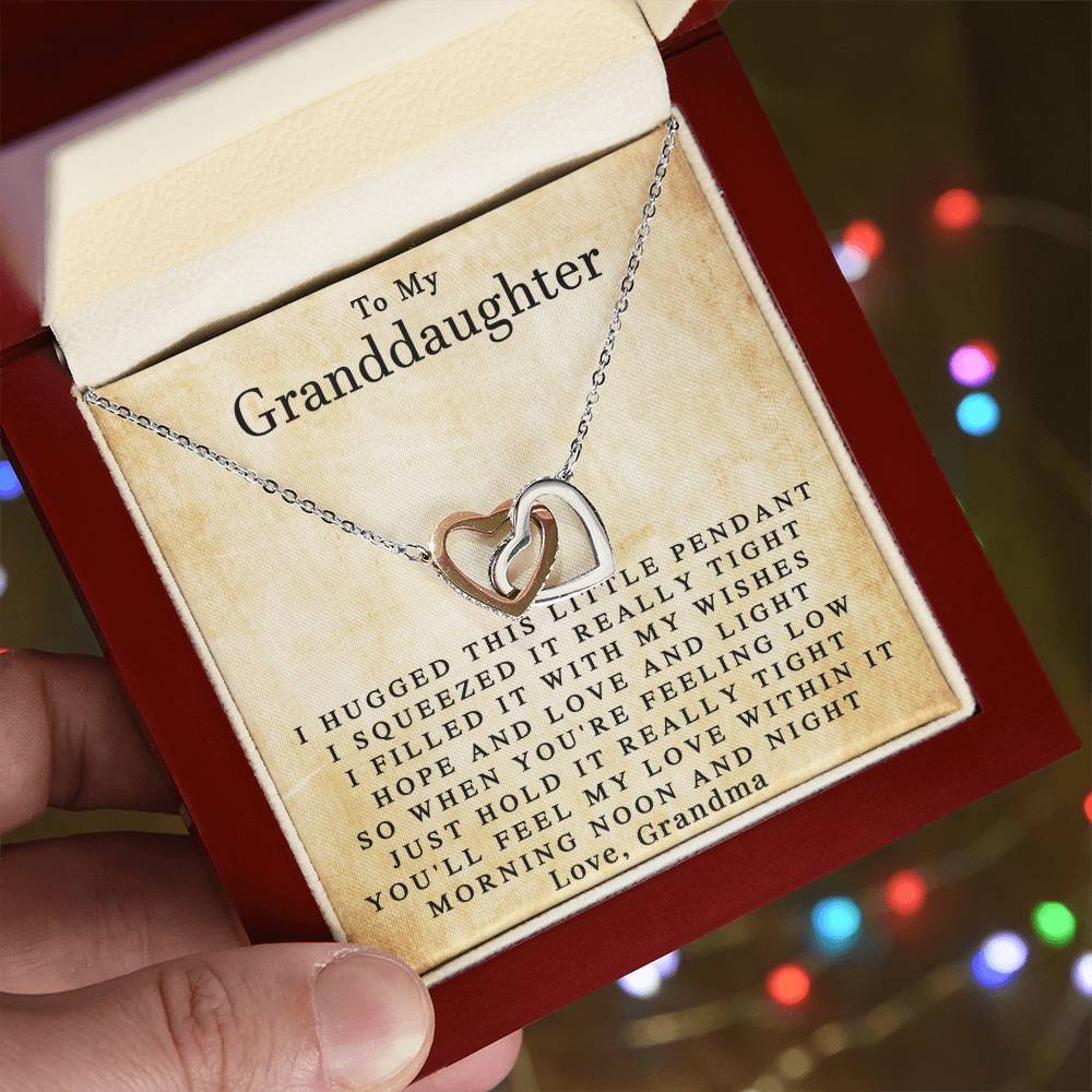 To My Granddaughter Love Grandma Interlocked Heart Necklace Interlocking Hearts Necklace