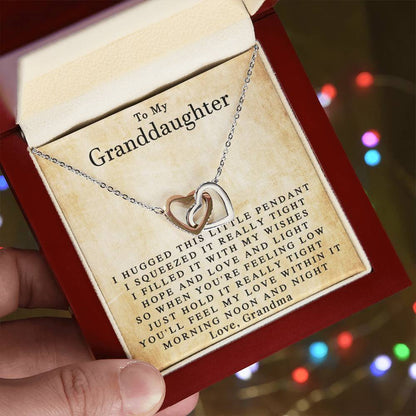 To My Granddaughter Love Grandma Interlocked Heart Necklace Interlocking Hearts Necklace
