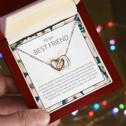 Best Friend Necklace - Bff Gift Jewelry Friends Forever Presents Heartfelt Card & Jewelry Gift For Birthday Holidays And More Interlocking Hearts Necklace
