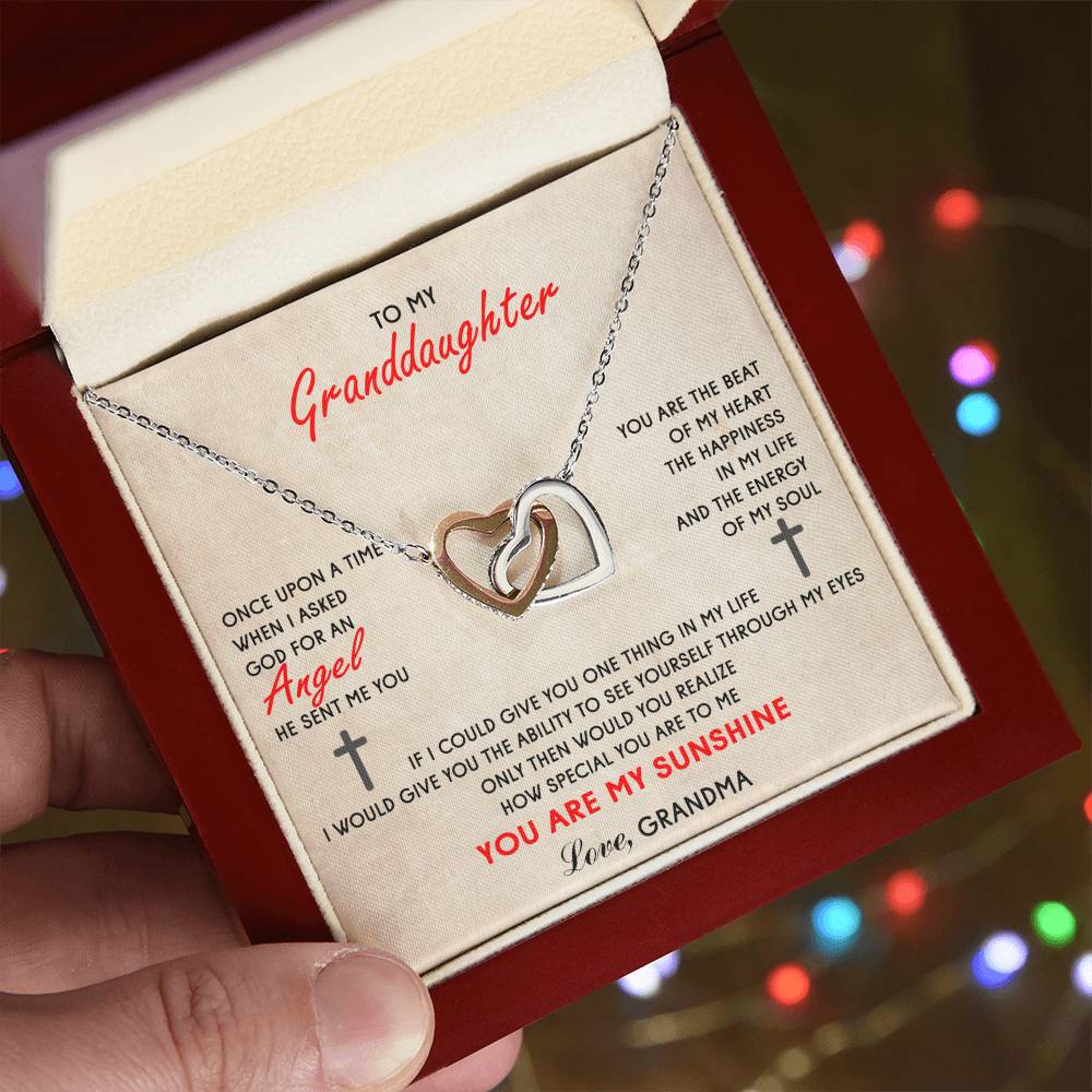 To My Granddaughter Interlocking Heart Necklace Interlocking Hearts Necklace