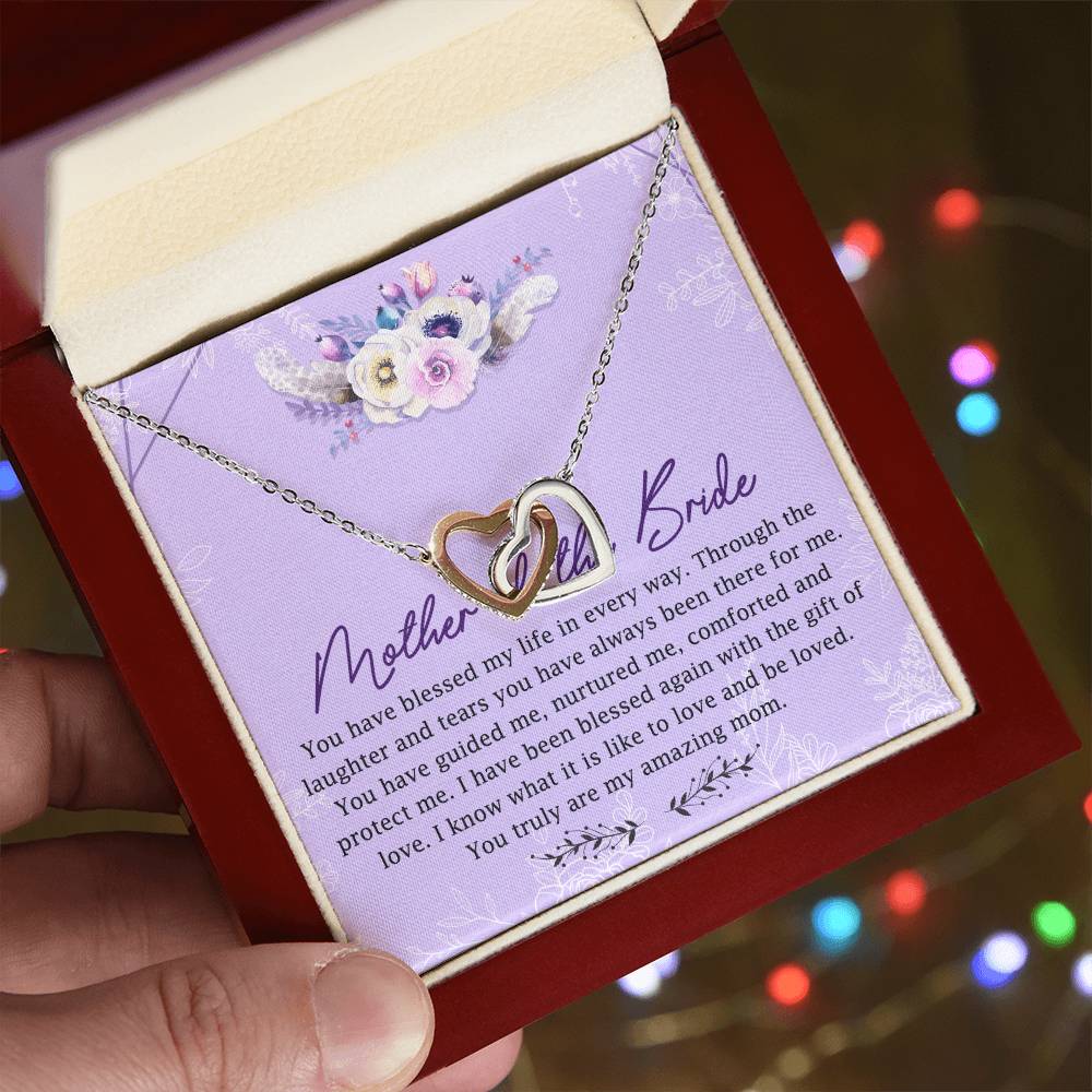 Mother Of The Bride Interlocking Hearts Necklace Message Card