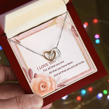 To My Love Interlocking Hearts Necklace Message Card