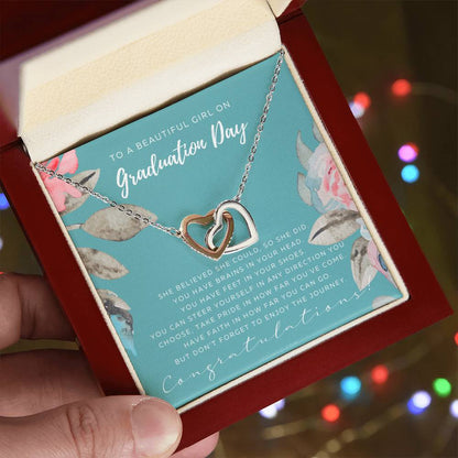 Graduation Gift Necklace For Daughter Graduation Gift For Her College Graduation Gift For Her High School Senior Graduation Mba Phd Master Class Of 2021 Interlocking Hearts Necklace