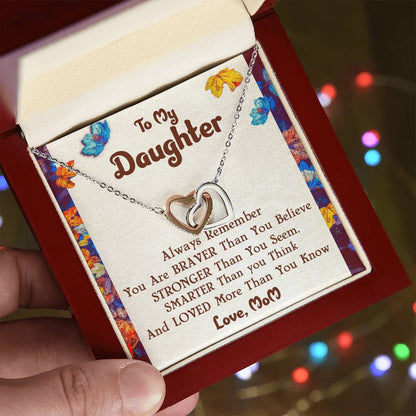 Interlocking Hearts Necklace For Daughter With Message Card