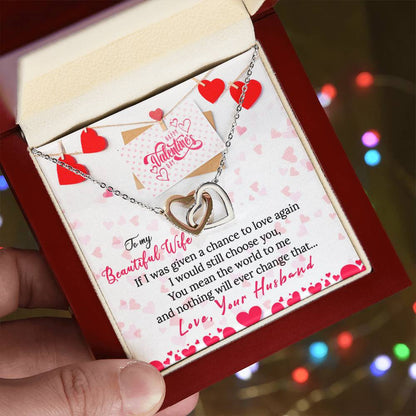 Wife Valentine Interlocking Hearts Necklace