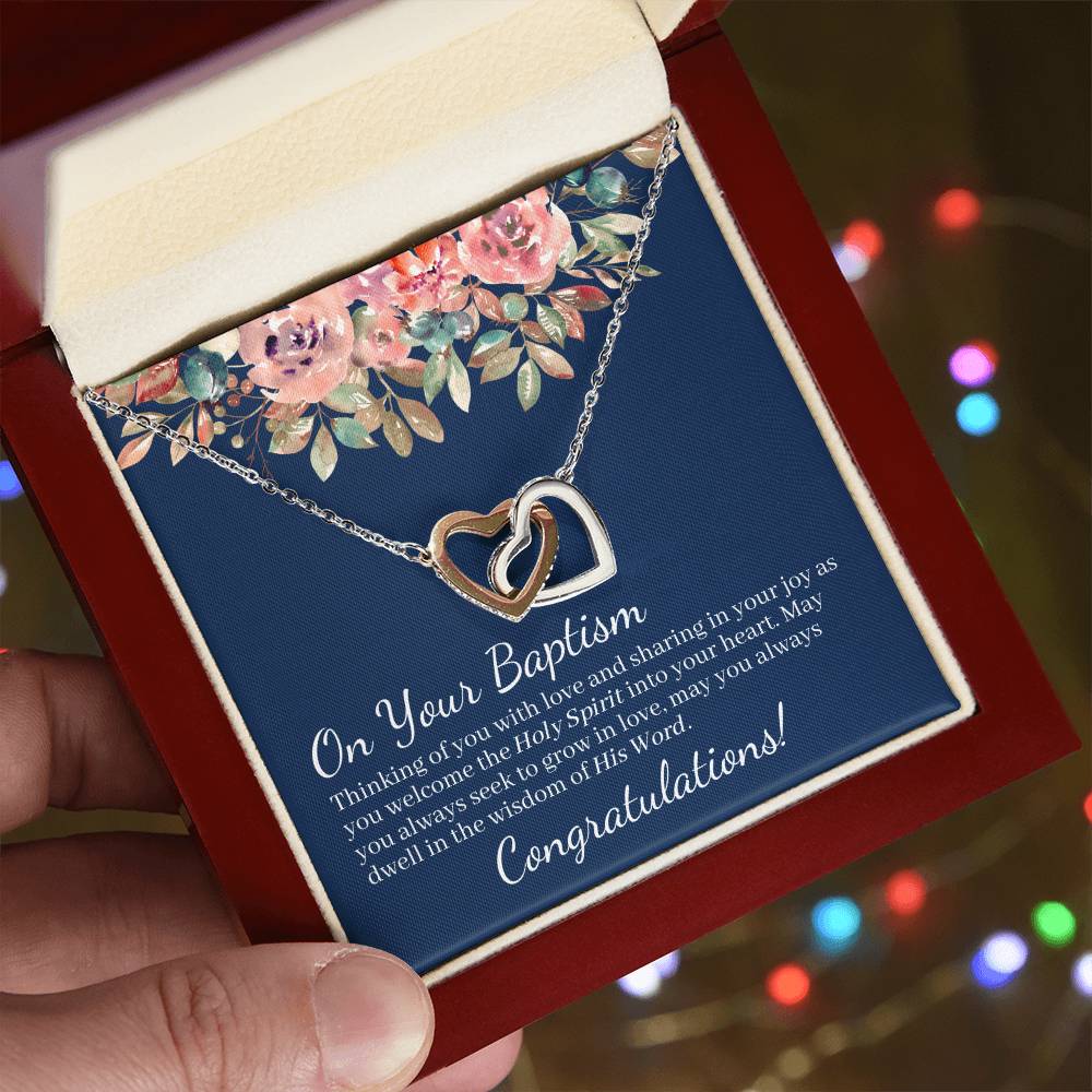 On Your Baptism Congratulations Interlocked Hearts Necklace Interlocking Hearts Necklace