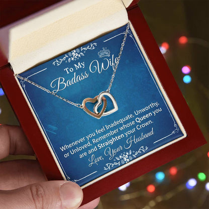 Interlock Heart Necklace For Wife With Message Card Interlocking Hearts Necklace